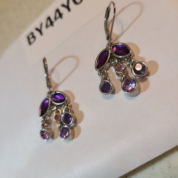 Ladies Earrings purple silver - Picture 11 of 13